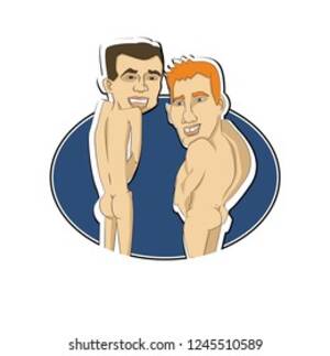 cartoon crazy gallery nude - Two Funny Naked Cartoon Characters On Stock Vector (Royalty Free)  1245510589 | Shutterstock