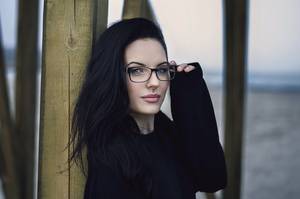 Glasses Tattoo Melissa Monroe Porn - Women, Model, Face, Portrait, Glasses, Brunette, Blue Eyes