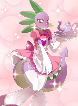 Mlp Anthro Girls Porn - blushing, clothes, crossdressing,maid spike, My Little Pony