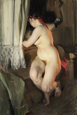 erotic oil paint - Anders Zorn (Swedish painter, sculptor and printmaker in etching) 1860 -  Twisted (Vriden), oil on canvas, x cm.