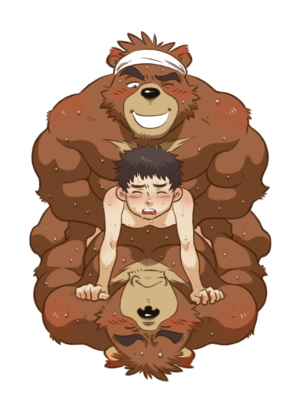 Human Furry Porn Shota - shirako (artist), highres, 3boys, age difference, anal, blush, double  penetration, furry, furry male, group sex, interspecies, male focus, male  penetrated, multiple boys, multiple penetration, naughty face, nude, shota,  simple background, size differen