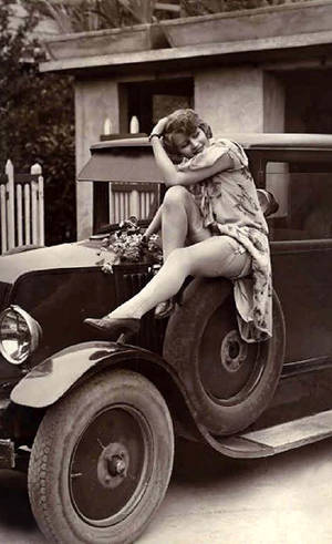 1920s Vintage Car Porn - Glamour Girl Photo - Vintage Automobile Pinup Girl Post Card by caferetro
