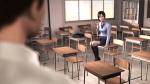Japanese Anime 3d - Japanese 3d schoolgirl with hairy pussy in classroom blows a cock of teacher