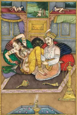 Ancient King Porn Paintings - Miniature Painting Mughal King & Queen Romance - Old Erotic Art 7.5x10.5  Inches | eBay