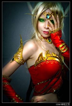 Elf Princess Cosplay Porn - Fire red elf costume.