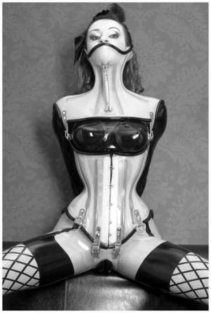 latex corset orgasm - Bound, corset and posture collar .