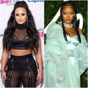brunette rihanna - Demi Lovato Says She 'Wants to Make Out' With Rihanna on 'Ellen'