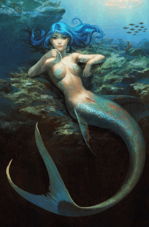 Anime Mermaid Pussy - Rule 34 - 1girls animated blue eyes blue hair breasts cliff covered nipples  female female only fish hybrid animation janaschi jewelry mermaid monster  girl pussy solo solo female tail uncensored underwater vagina