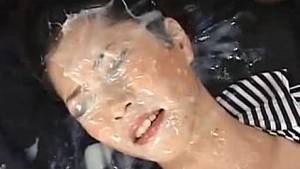 japanese bukkak - Super messy Japanese bukkake! Must watch.