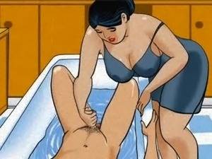 famous toon cfnm - Wife making a handjob in the bath cartoon