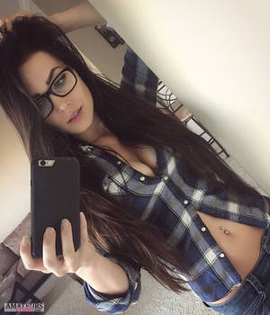 College Girl Glasses Porn - Big sexy cleavage of hot college girl wearing a blouse and glasses
