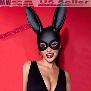Mask Party Porn - Women Sexy Plastic Cosplay Mask BDSM Masquerade Party Bunny Ears Porn Mask  Prop | eBay