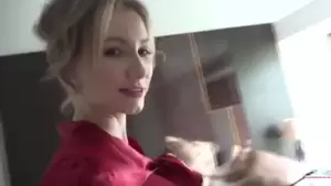 Blouse Fuck - Hot blonde babe in a red, satin blouse got fucked while her partner was at  work - Sunporno