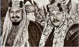 Kng Faruk Saudi Arab Sex - King Farouk wearing Saudi uniform with King Abdul Aziz king of Saudi Arabia.