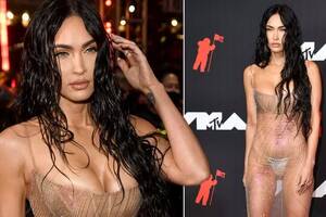 Celebrity Porn Megan Fox - Megan Fox sends fans into a frenzy with see-through dress at the MTV VMAs -  Mirror Online