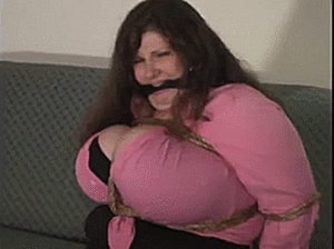 fat tied breasts - Huge Tits Trapped In Blouse of Fat Lady - Gagged GIFS