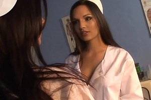 brunette lesbian nurses sex - Lesbian Nurses in sexy lingerie dildofucking