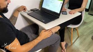 ballbusting footjob under the table - Mistress Naraneveu - Nara caught Hex watching porn and give him footjob  under table | Hot Femdom