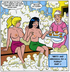 Betty Archie Comics Porn Mom Lesbian - Rule 34 - 3girls archie comics betty and veronica betty cooper black hair  blonde hair breasts comic dialogue female female only food human multiple  girls nipples sauna speech bubble steam text topless