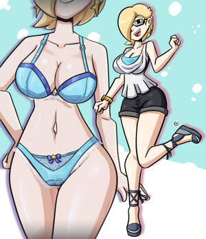 Blue Lingerie Blonde With Glasses Porn - Rule 34 - 1girls alternate hairstyle big breasts blonde hair blue lingerie  cleavage earrings female full body glasses hair over one eye lingerie mario  (series) milf nanus2 nintendo princess rosalina short hair