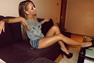 dress anal brunette sofa - sexy, girl, linagrie, legs, casual, clothes, grey, top,