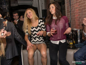 Accidental Pussy Party - Oops pussy by blonde in skirt and no panties sitting with her friend at a  party