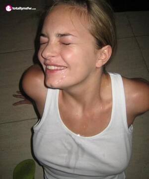 cumshot tanktop - Blonde hottie wearing a tank top takes facial - Cum Face GeneratorCum Face  Generator
