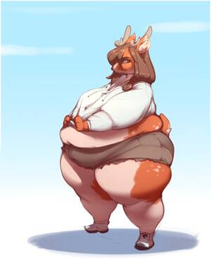 Bbw Anthro Porn - 33144 - suggestive, artist:cozynakovich, cervid, mammal, anthro, bbw,  belly, big belly, bottomwear, brown hair, clothes, fat, floppy ears, hair,  huge belly, jacket, male, moobs, morbidly obese, obese, overweight, shorts,  simple background, solo,