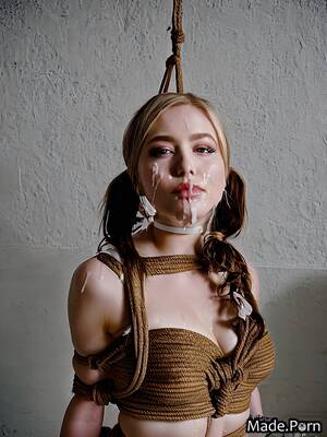 facial cumshot ropes - Porn image of made rope pigtails hogtie facial cumshot woman created by AI