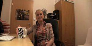 blonde with glasses fucked in an office - PublicAgent Blonde in glasses gets fucked on my office desk