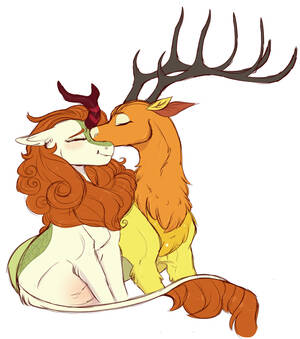 Deer And Pony Porn - 223485 - safe, artist:glorymoon, autumn blaze (mlp), cervid, deer, elk,  equine, fictional species, kirin, mammal, friendship is magic, hasbro, my  little pony, cute, eyes closed, female, kissing, male, male/female, mare,  shipping, simple