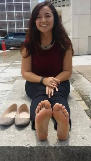 amateur asian feet - Charming amateur woman has no shame showing off her Asian feet in public -  Feet9