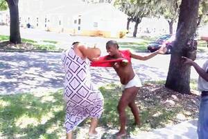 fat girls fight nude - This braless girl boxe like a pro. Huge boobs fight. Busty woman vs drug  dealer. Serious naked fight