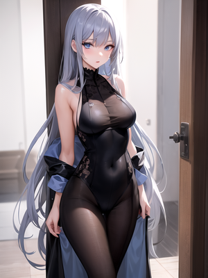 hentai girls in leggings - Long sheer dress, leggings Hentai AI Porn