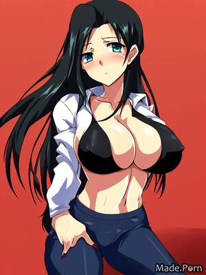 black anime boobs - Porn image of black hair serious medium shot fully clothed huge boobs 20  anime created by AI
