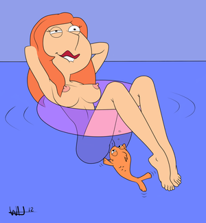 American Dad Lois Porn - explicit, artist:badbrains, lois griffin, american dad, family guy, 2012,  areolae, armpits, arms behind head, ass, barefoot, biting lip, breasts,  crossover, cunnilingus, duo, eyelashes, feet, female, fish, fucked silly,  goldfish, human, innertube, klau