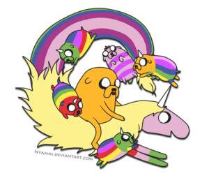 Adventure Time Jake Lady Unicorn - Jake lady rainicorn and puppies 1 by