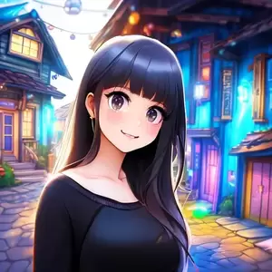 Blue Hair Anime Porn Facial - Full body Portrait of {porn women in front, houses b... | OpenArt