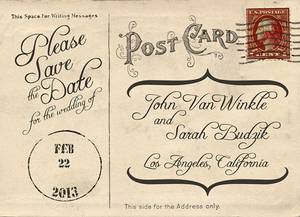 invite - Vintage Antique Postcard Engagement Save the Date Announcement / Wedding  Invitation with Stamp. Party Invitation Invite