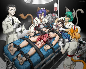Furry Gore Porn Cartoon - 2boys 3girls blood bondage bound dentist doctor elbow_gloves female furry  gloves gore human medical multiple_girls nightmare_fuel