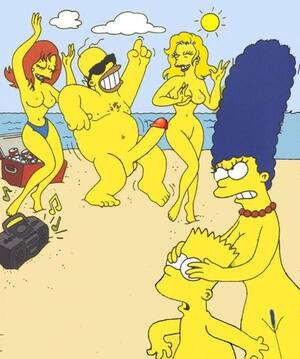 Drunk Simpsons Porn - The Simpson family is having a party on a nude beach! But when Homer gets  drunk, and start play with some young girl's, Marge don't want her son to  see what is