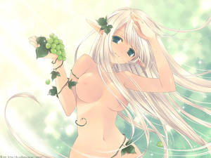 food cartoon nudes - blonde_hair breasts food fruit green_eyes long_hair navel nipples nude  pointed_ears rise touto_seiro