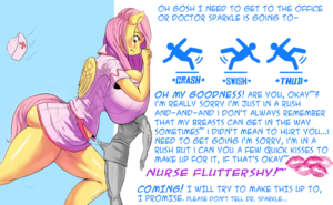 Mlp Anthro Fluttershy Porn - Anthro Nurse Fluttershy knocks you down with her huge knockers whilst in a  rush [funny] [no sex] [kisses] [sweet] [mlp] [anthro] [sweet] [accident]  [comedy] [big breast problems] : r/yiffcaptions