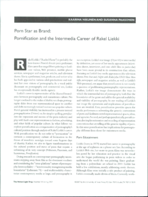 Contemporary Porn Stars - PDF) Porn Star as Brand: Pornification and the Intermedia Career of Rakel  Liekki | Kaarina Nikunen - Academia.edu