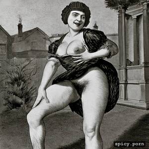 1920 Flapper Pussy - Image of laughing, show vagina, 1920s flapper lifts her skirt to flash her  hairy vagina at passers by in the street - spicy.porn
