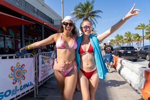 drunk beach girls - Boozed-up revellers go wild as bikini-clad students pack out beaches for  Spring Break parties | The Sun