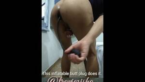 Inflatable Porn Captions - Stupid Sissy in Chastity Inflating a Butt Plug inside Her, with Captions -  Pornhub.com