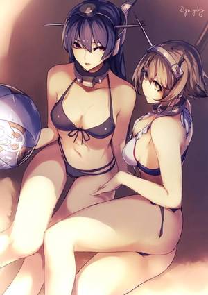 cute hentai girl secretary - Secretary ship Nagato in black bikini and her friend Mutsu in white bikini  onâ€¦ Anime Art GirlAnime ...