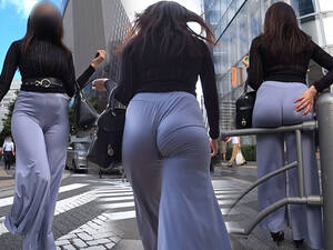 asian ass voyeur - Asian In Flared Pants Shakes a Big Meaty Ass â€“ niceupskirt.com
