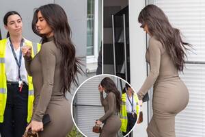Kim Kardashian Porn Ass - Kim Kardashian shows off her famous butt in a skintight dress in new photos  from elite Berlin conference | The US Sun